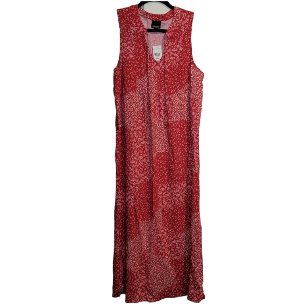 NWT! Dress Women's Size Small Red White Patchwork Midi Wallpapher NEW Americana
